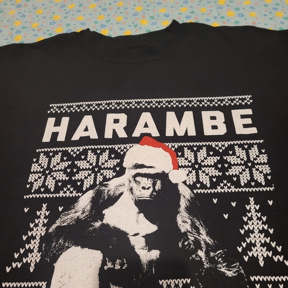 🦍 Harambe 🎄❤️ Christmas Sweater ❄️ Sweatshirt Large 🎅 Gorilla Animal Monkey - Picture 3 of 9
